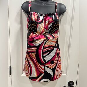 Maurices Pink and Black Abstract spaghetti strap top SIZE XL